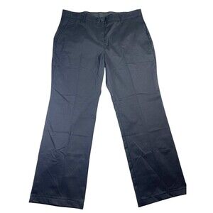 Lands' End Dress Pants Women 18 Black Cotton Standard Fit Slash Pockets Mid-Rise